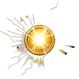 Goldmünze (VFX) — 256×256 Pixel-Art-Sprite