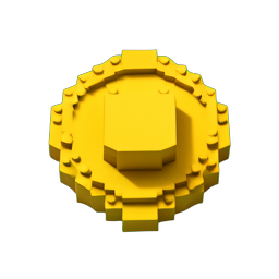 Gold Coin (Voxel) - 256x256 pixel art sprite