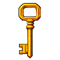 Clé d'or (16-Bit) — sprite pixel art 256×256