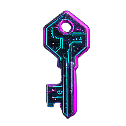 Clé d'or (Cyberpunk) — sprite pixel art 256×256