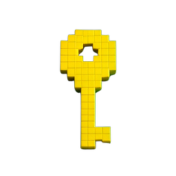 Gold Key (Voxel) - 256x256 pixel art sprite