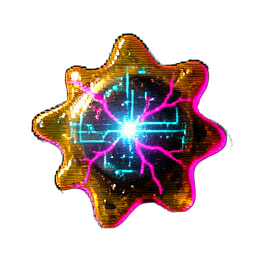 Gold Slime (Cyberpunk) - 256x256 pixel art sprite