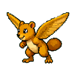 Gold Squirrel Glider — 256×256 pixel art sprite