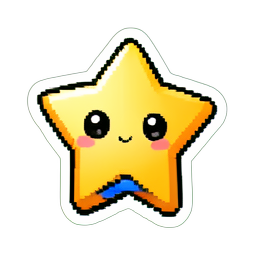 Feuille d'autocollants d'étoiles or — sprite pixel art 256×256