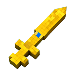 Gold Sword (Voxel) - 256x256 pixel art sprite
