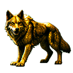 Monture de Loup Droit Doré — sprite pixel art 256×256