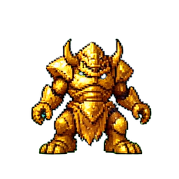 Companheiro Golem Dourado — sprite pixel art 256×256