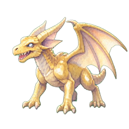 Goldener Wyvern — 256×256 Pixel-Art-Sprite