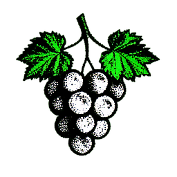 Trauben (1-Bit) — 256×256 Pixel-Art-Sprite