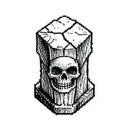 무덤 돌 (1-Bit) — 256×256 픽셀 아트 스프라이트