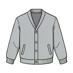 Cardigan gris (Cinemático) — sprite pixel art 256×256
