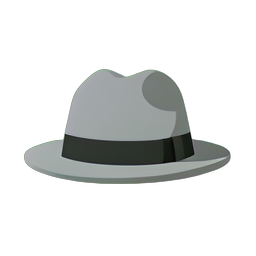 Graue Fedora — 256×256 Pixel-Art-Sprite
