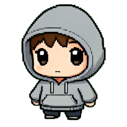 Sudadera gris con capucha — sprite pixel art 256×256