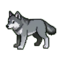 Lobo cinzento — sprite pixel art 256×256
