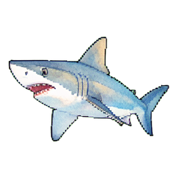 Requin blanc — sprite pixel art 256×256