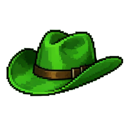 Grüner Cowboyhut — 256×256 Pixel-Art-Sprite