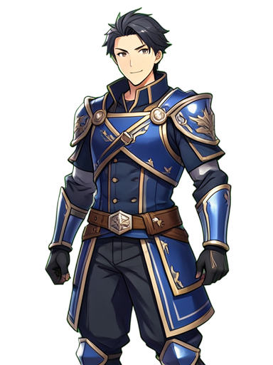 Capitaine stoïque — sprite pixel art 384×512