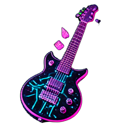 Gitarrenhache (Cyberpunk) — 256×256 Pixel-Art-Sprite