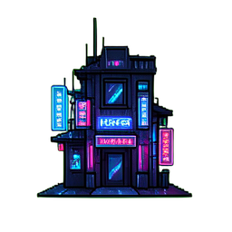 Hacker-Café-Front — 256×256 Pixel-Art-Sprite