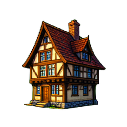 Half Timber House — 256×256 pixel art sprite