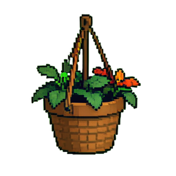 Cesta de Planta Colgante — sprite pixel art 256×256