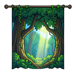 Cortina de enredaderas colgada — sprite pixel art 256×256