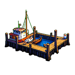 Hafenkai — 256×256 Pixel-Art-Sprite