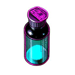 Poção média (Cyberpunk) — sprite pixel art 256×256