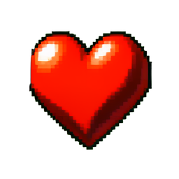 Coração Dourado — sprite pixel art 256×256