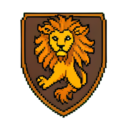 Écu heraldique lion — sprite pixel art 256×256