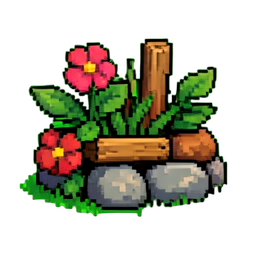 Tableau de marqueurs d'herbes — sprite pixel art 256×256