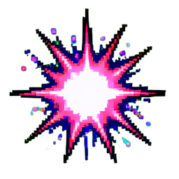 Explosión de chispas holográficas — sprite pixel art 256×256