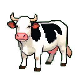 Holstein Kuh (Filmisch) — 256×256 Pixel-Art-Sprite