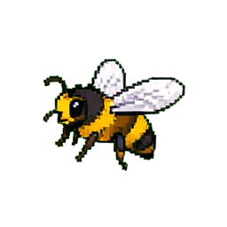 Abelha operária (Cinemático) — sprite pixel art 256×256
