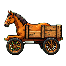 Charrette en bois — sprite pixel art 256×256