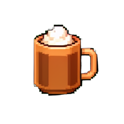 Caneca de Chocolate Quente Marshmallow — sprite pixel art 256×256