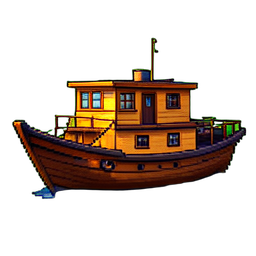 Houseboat — sprite pixel art 256×256