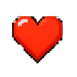 Barra de vida: Coração cheio — sprite pixel art 256×256