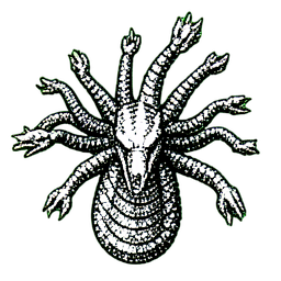 Hydra (1-Bit) — 256×256 pixel art sprite