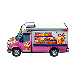 Eiscreme-Foodtruck — 256×256 Pixel-Art-Sprite