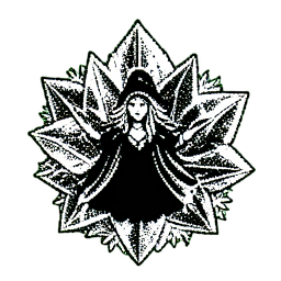 Bruxa de Gelo (1-Bit) — sprite pixel art 256×256