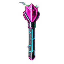 Báculo de Hielo (Cyberpunk) — sprite pixel art 256×256
