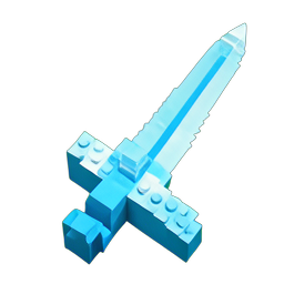 Ice Sword (Voxel) - 256x256 pixel art sprite