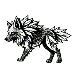 Ice Wolf (1-Bit) - 256x256 pixel art sprite