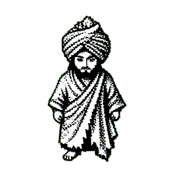 Indian Mystic (1-Bit) — 256×256 pixel art sprite