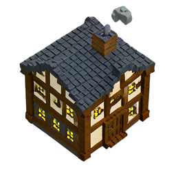 Gasthaus (Voxel) — 256×256 Pixel-Art-Sprite