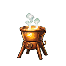 Iron Cauldron Tripod — 256×256 pixel art sprite