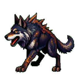 Monture de Loup de Fer (Cinématique) — sprite pixel art 256×256