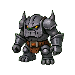 Compañero Golem de Hierro — sprite pixel art 256×256