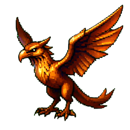 Oiseau Phénix de Fer (Cinématique) — sprite pixel art 256×256